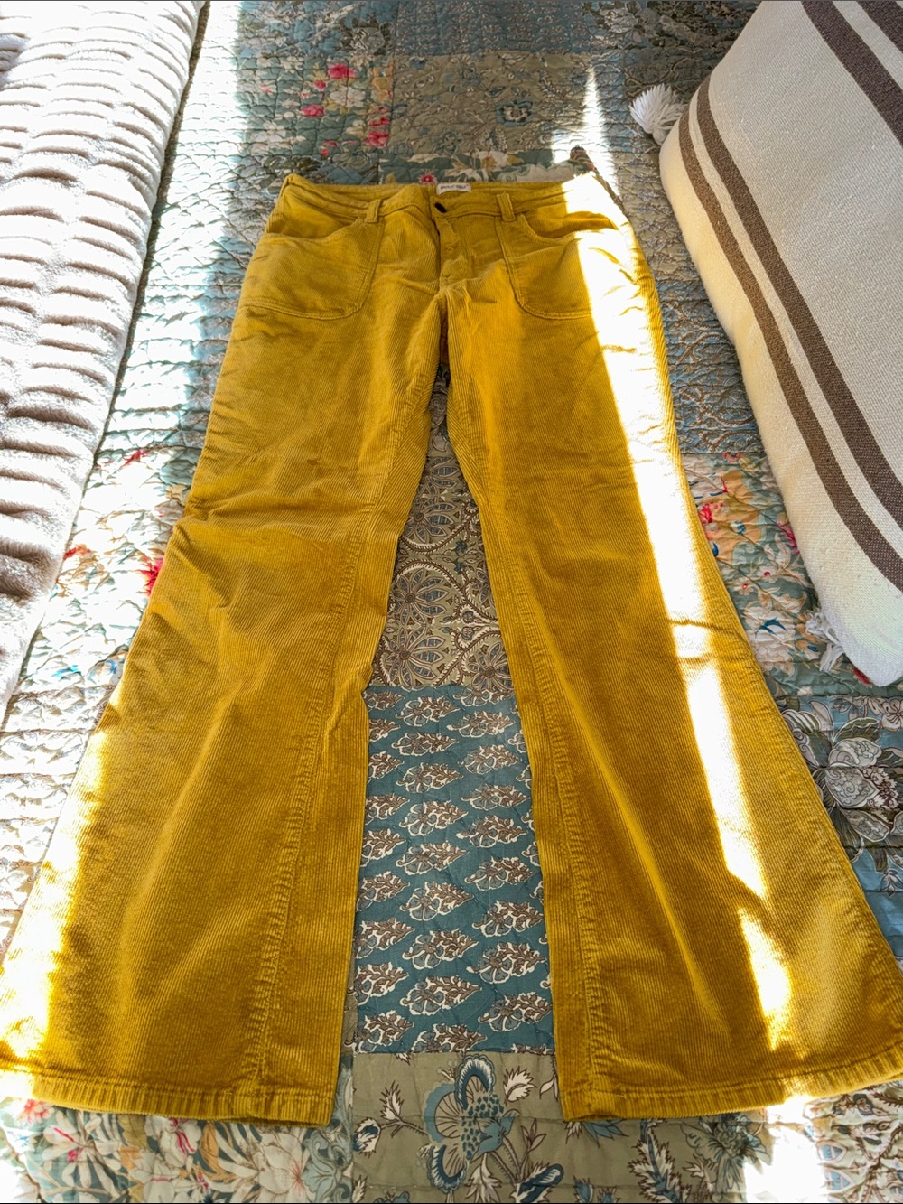 Pilcro by Anthropologie Mustard Yellow Corduroy Flared Pants